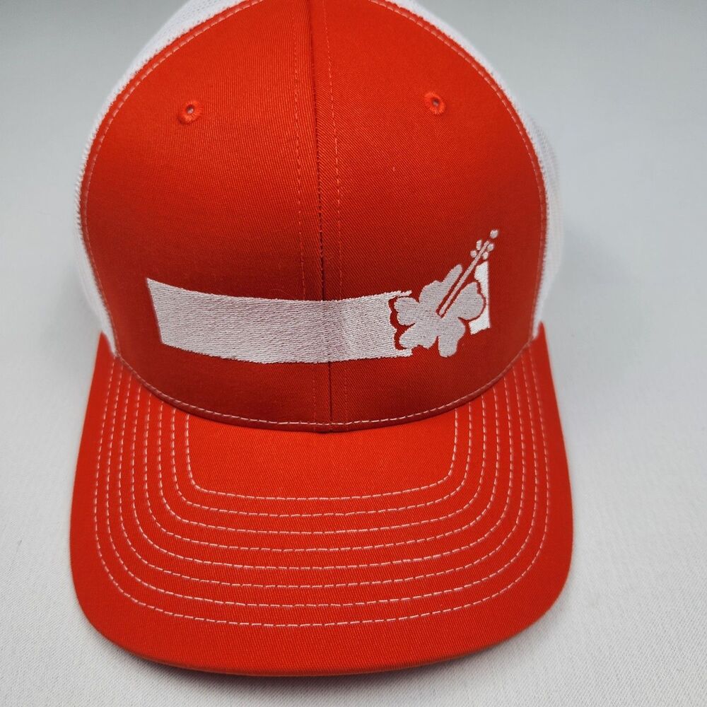 Richardson 112 Trucker Hat Orange Hibiscus Flower Hale Nani Medium Hawaii